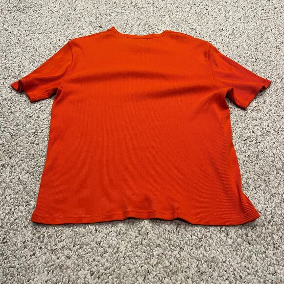 Vintage Lauren Ralph Lauren Ribbed Orange Short Sleeve Tee Sz XL Anchor Logo - Picture 6 of 6